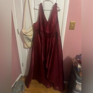 SHEIN high low red prom dress